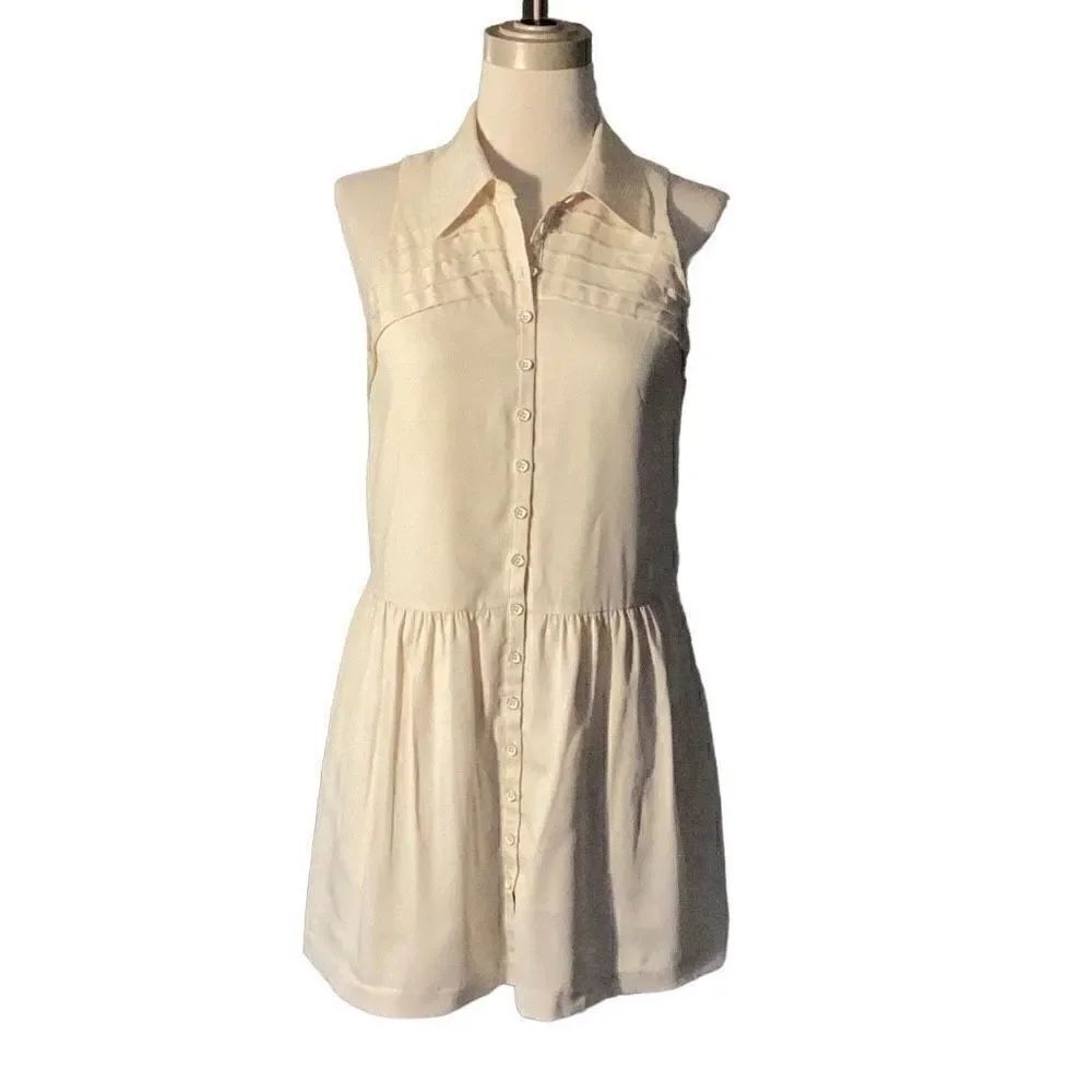 Kensie Women’s Cream Drop Waist Sleeveless Lined Dress Medium